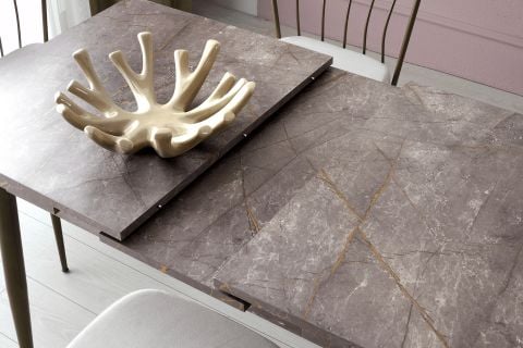 AY MASA VE SANDALYE BENCH TAKIMI, KAHVE GOLD, 120x70