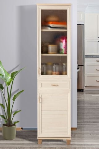 Sembol P 1086 Tek Çekmeceli 2 Kapaklı Camlı Dolap