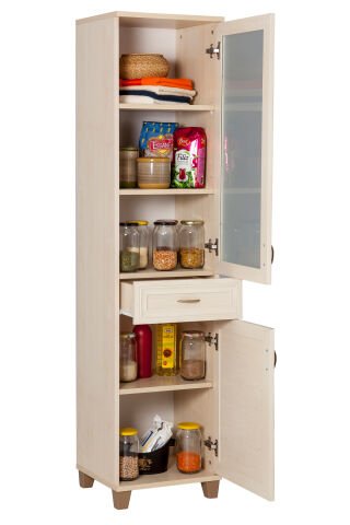 Sembol P 1086 Tek Çekmeceli 2 Kapaklı Camlı Dolap