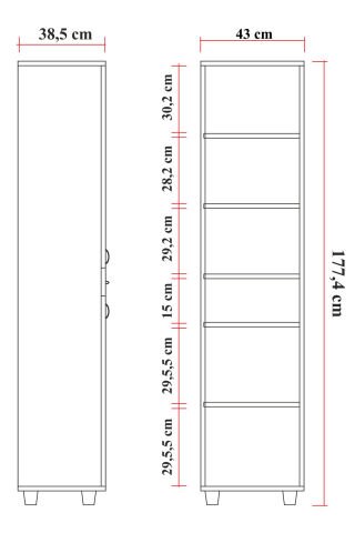 Sembol P 1086 Tek Çekmeceli 2 Kapaklı Camlı Dolap