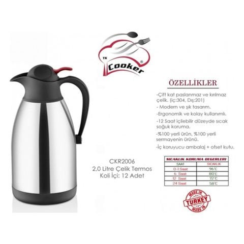 Cooker CKR-2006 2 Lt Paslanmaz Çelik Termos