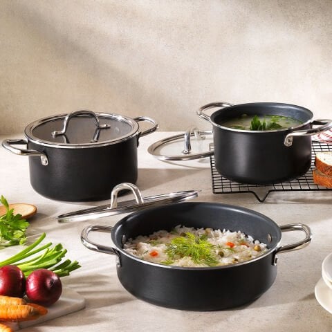 Schafer Everyday 3lü Tencere Seti 6 Parça-Antrasit