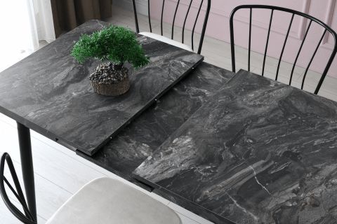 AY MASA VE SANDALYE BENCH TAKIMI, KREM SİYAH, 120x70