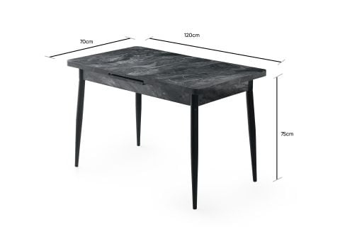 AY MASA VE SANDALYE BENCH TAKIMI, KREM SİYAH, 120x70