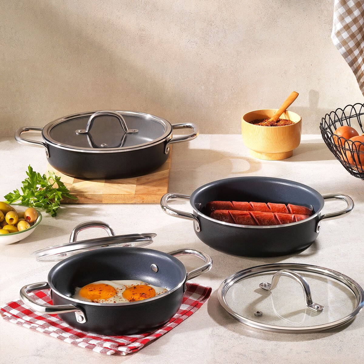 Schafer Everyday 3lü Sahan Seti 6 Parça-Antrasit