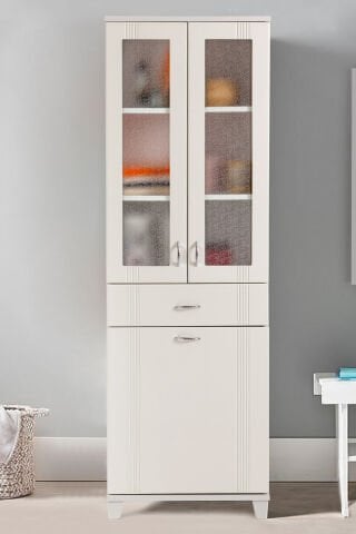 Sembol S 183 Cam Lake Kapaklı Çamaşır Sepetli Dolap