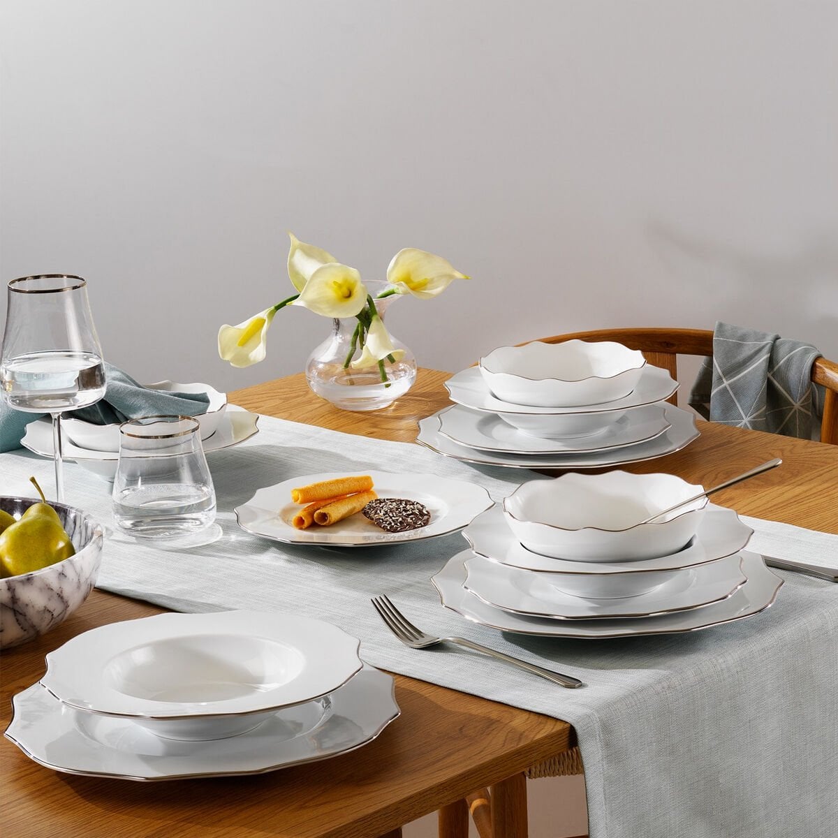 Schafer Galio Yemek Takımı 48 Parça-Platin