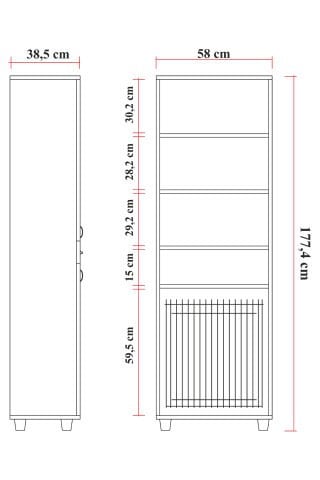 Sembol B 183 Bohem Cam Lake Kapaklı Çamaşır Sepetli Dolap